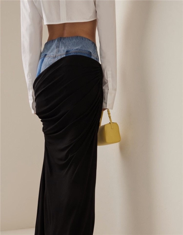 Denim Black Maxi Skirt