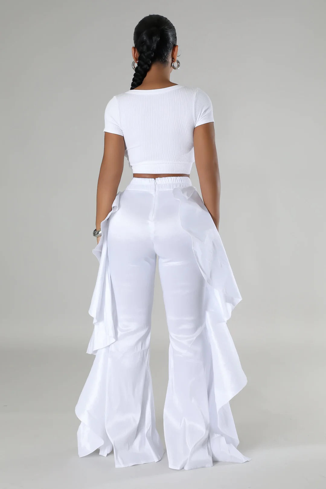 White Ruffle Pant