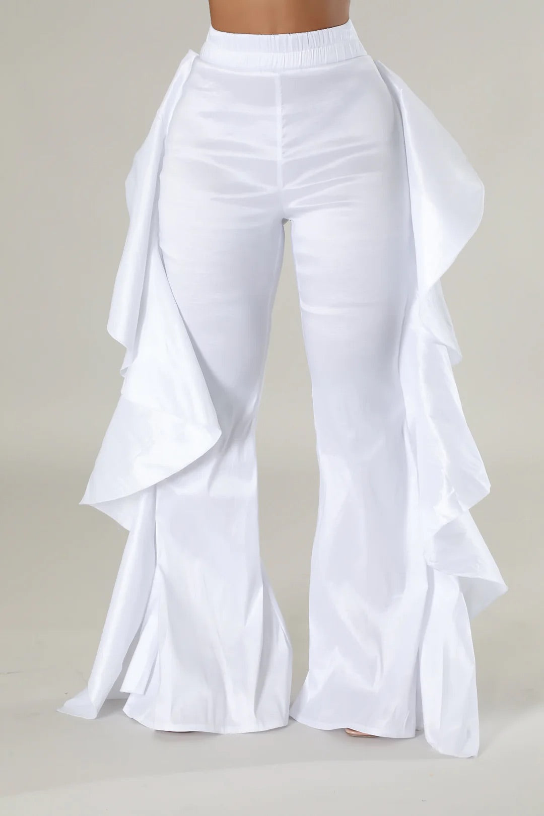 White Ruffle Pant