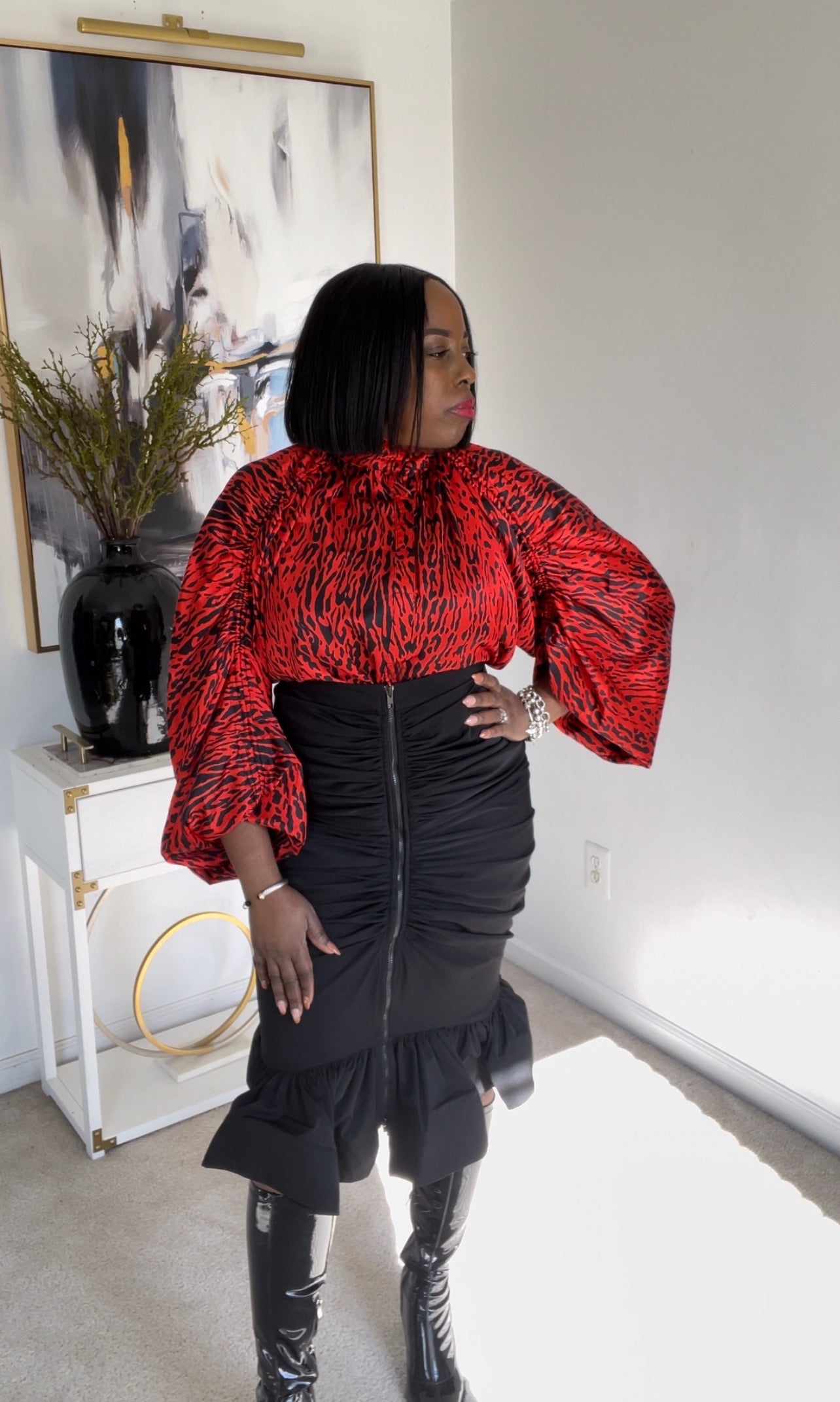 Black Zipper Front Skirt