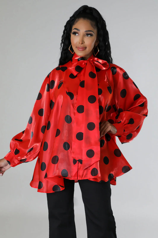 Red & Black Polka Dot Top