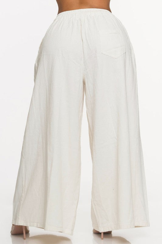 White Wide Leg Denim Pants