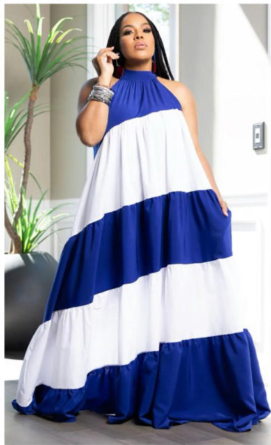 Blue and White Striped Maxi – SistahGirl