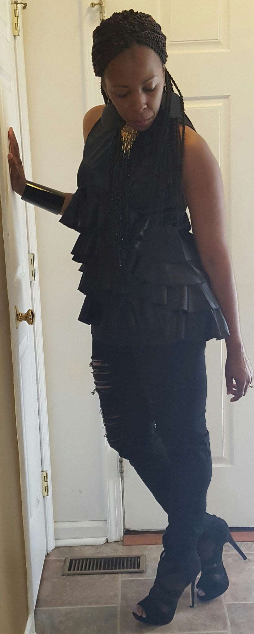 Bottom Ruffled Sleeveless Top/Shirt - SistahGirl