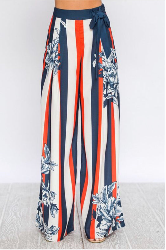RESTOCKED! Stripped and Floral Palazzo Pant - SistahGirl