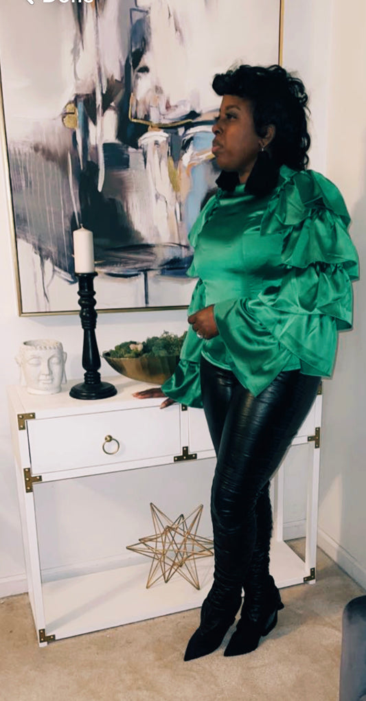Green Ruffle Top