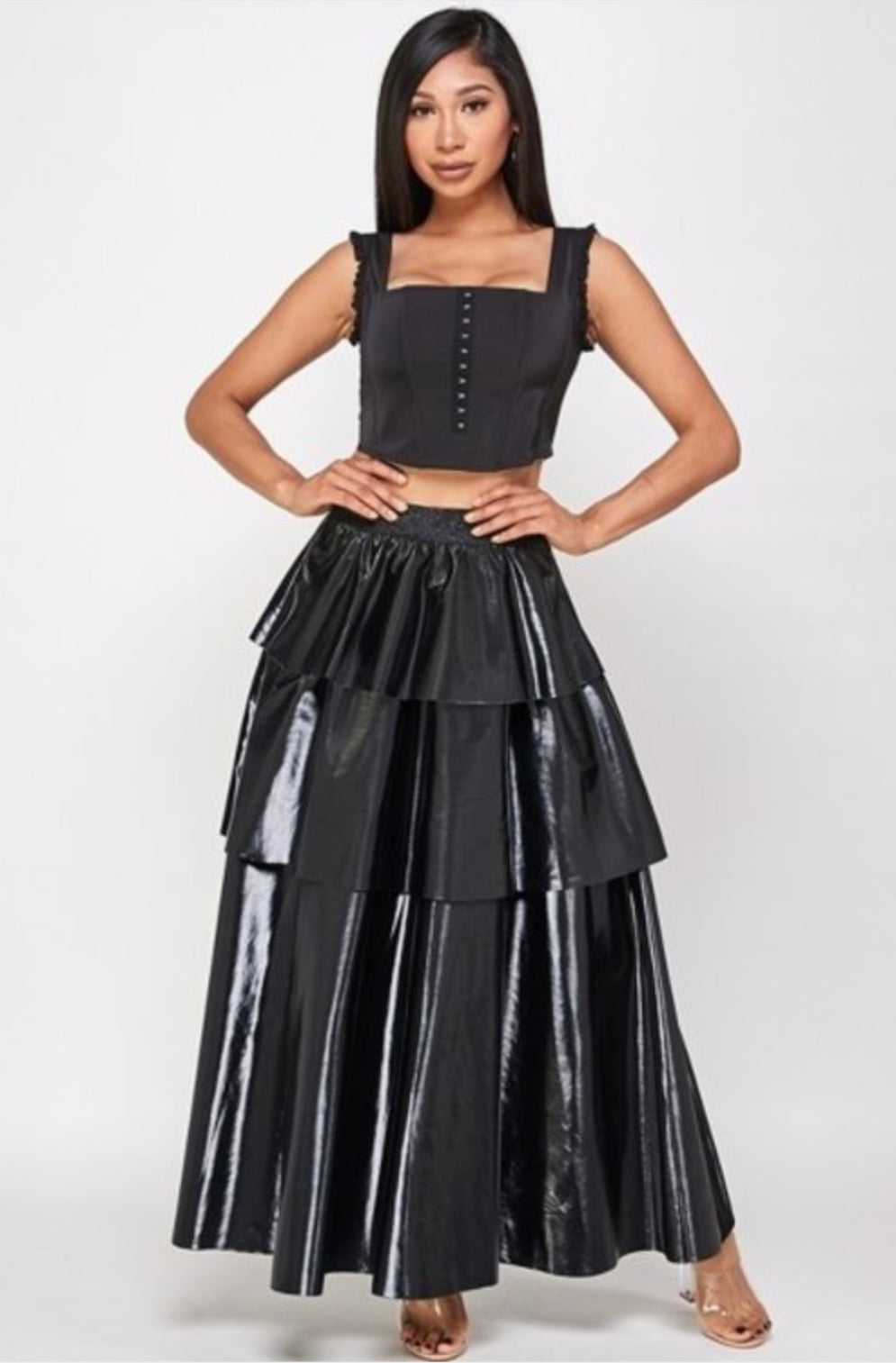 Black Tiered Maxi Skirt