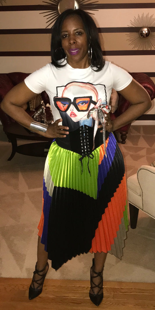 Pointy Hem Pleated Skirt - SistahGirl