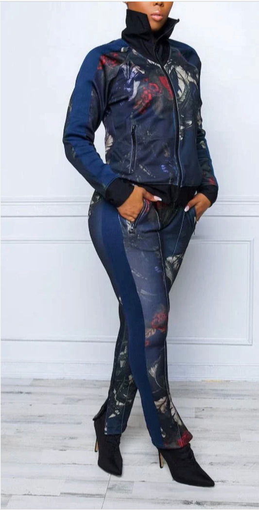 Blue Flower Track Suit