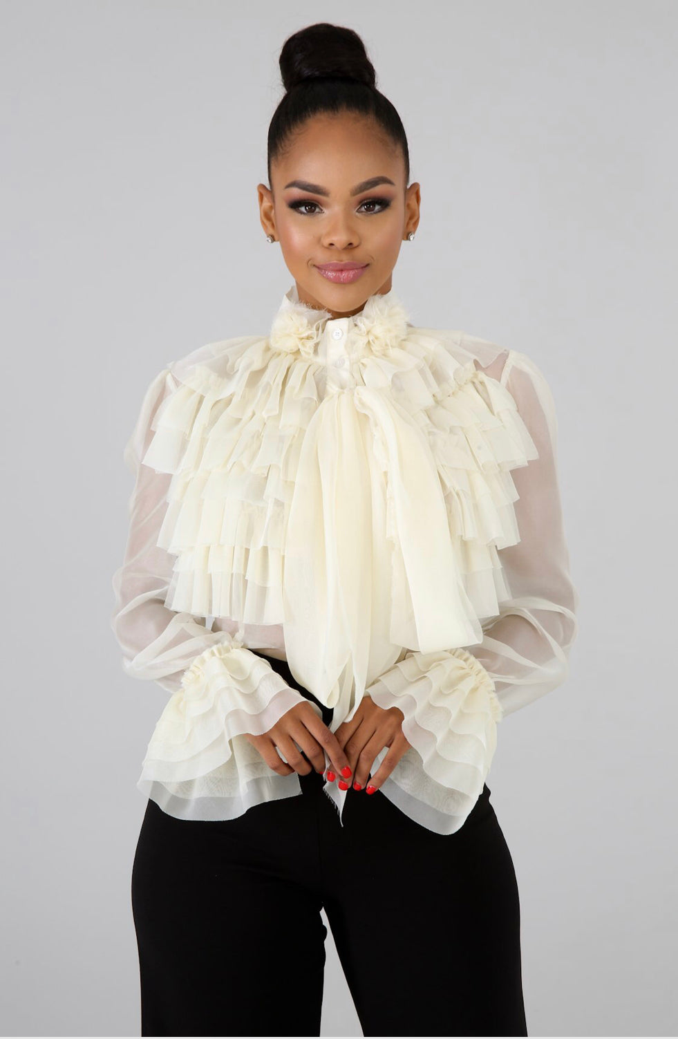 Cream Chiffon Blouse - SistahGirl