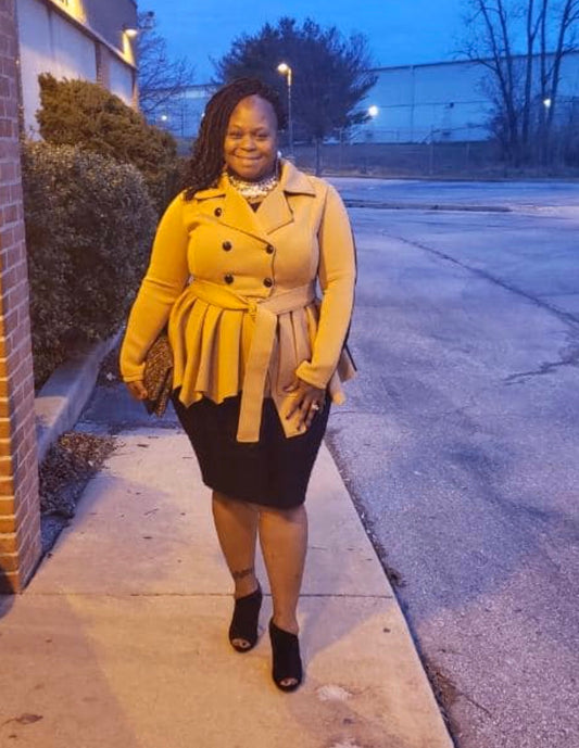Plus Size Peplum Two Tone Jacket - SistahGirl