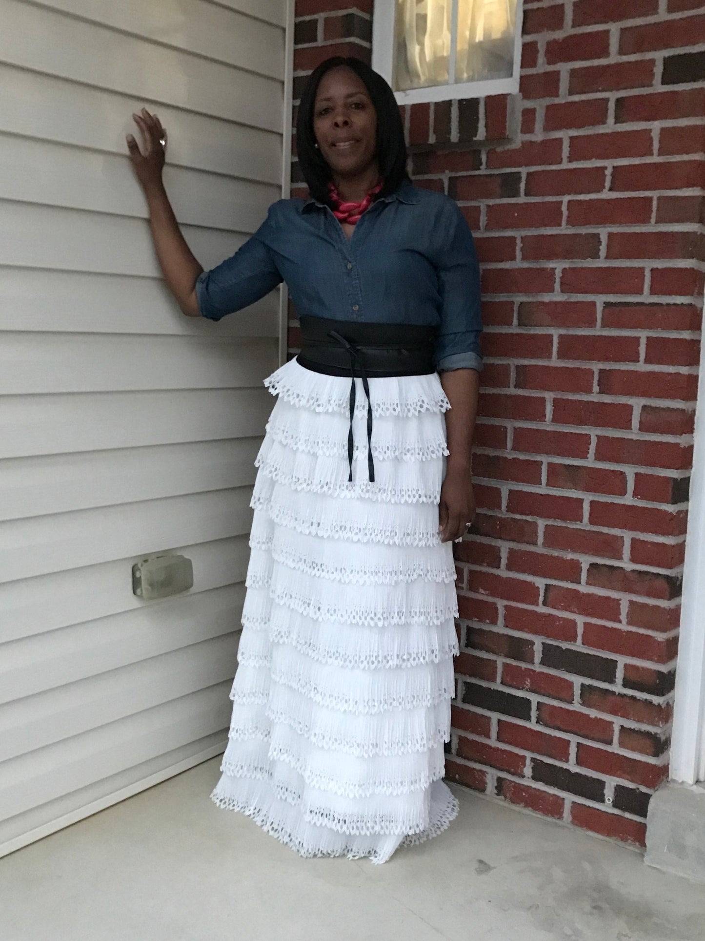 White Ruffle Maxi Skirt - SistahGirl