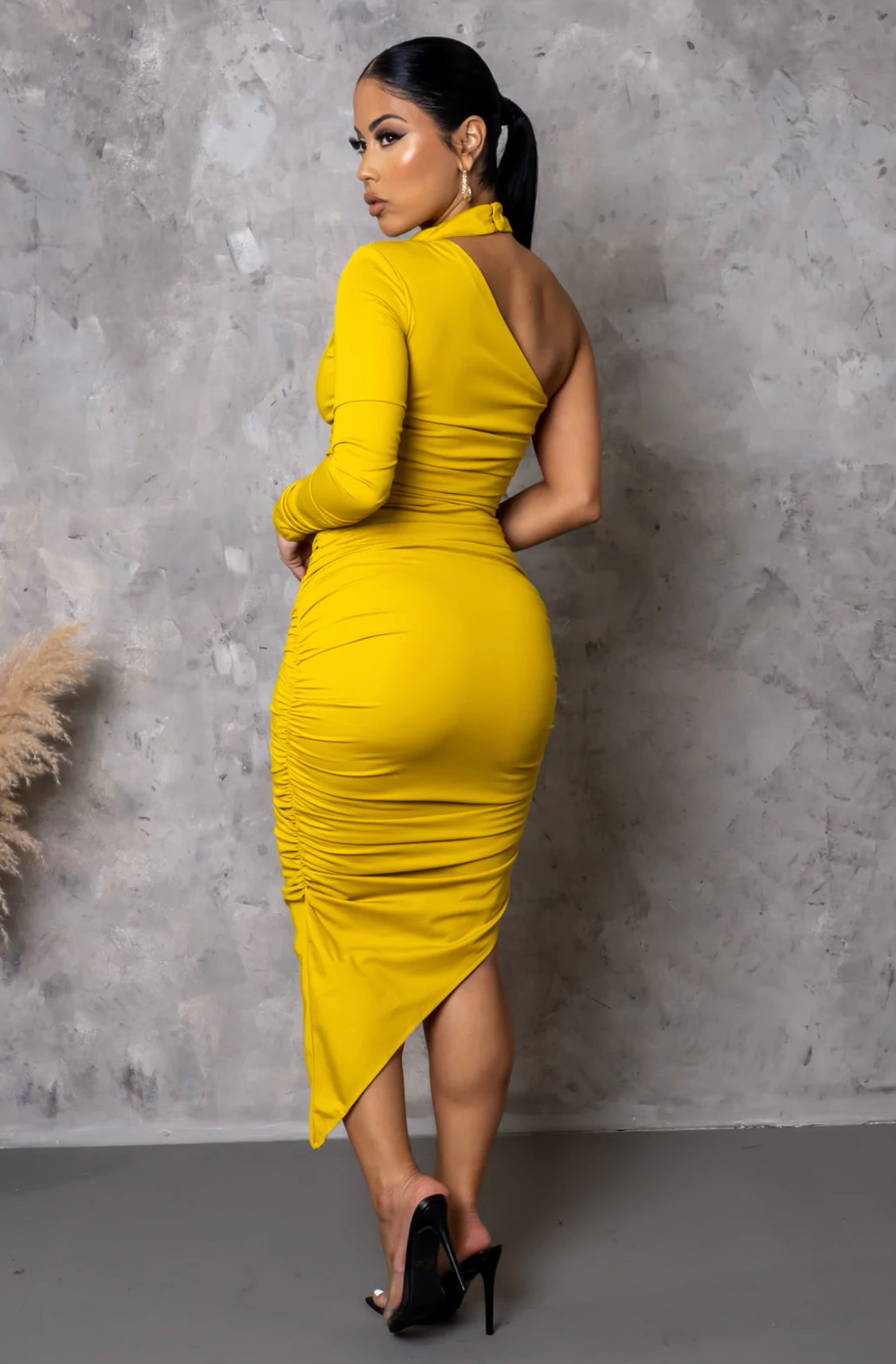 Mustard One Sleeve Dress