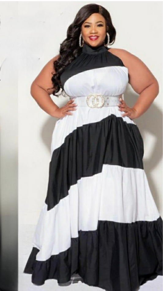 Black & White Striped Maxi Dress