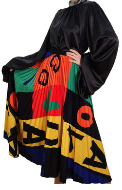 Pleated Letter Skirt