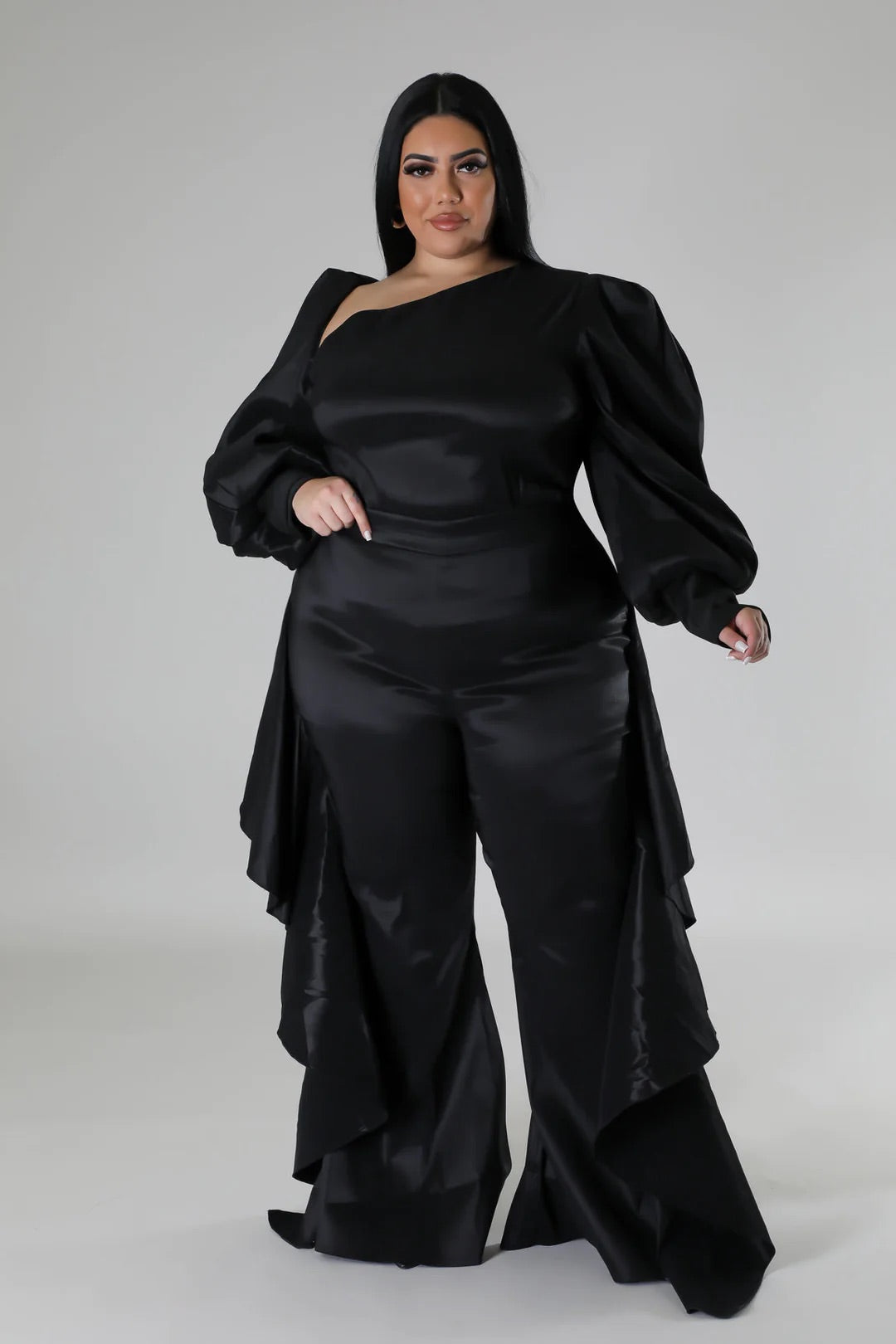 Midnight Black Ruffle Pant