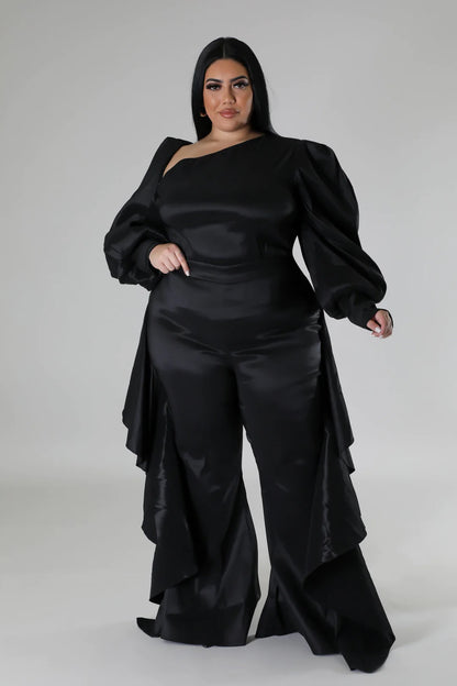 Midnight Black Ruffle Pant