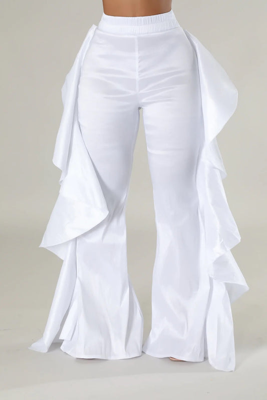 White Ruffle Pant