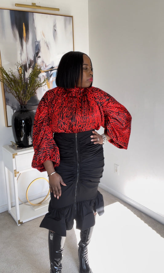Black Zipper Front Skirt