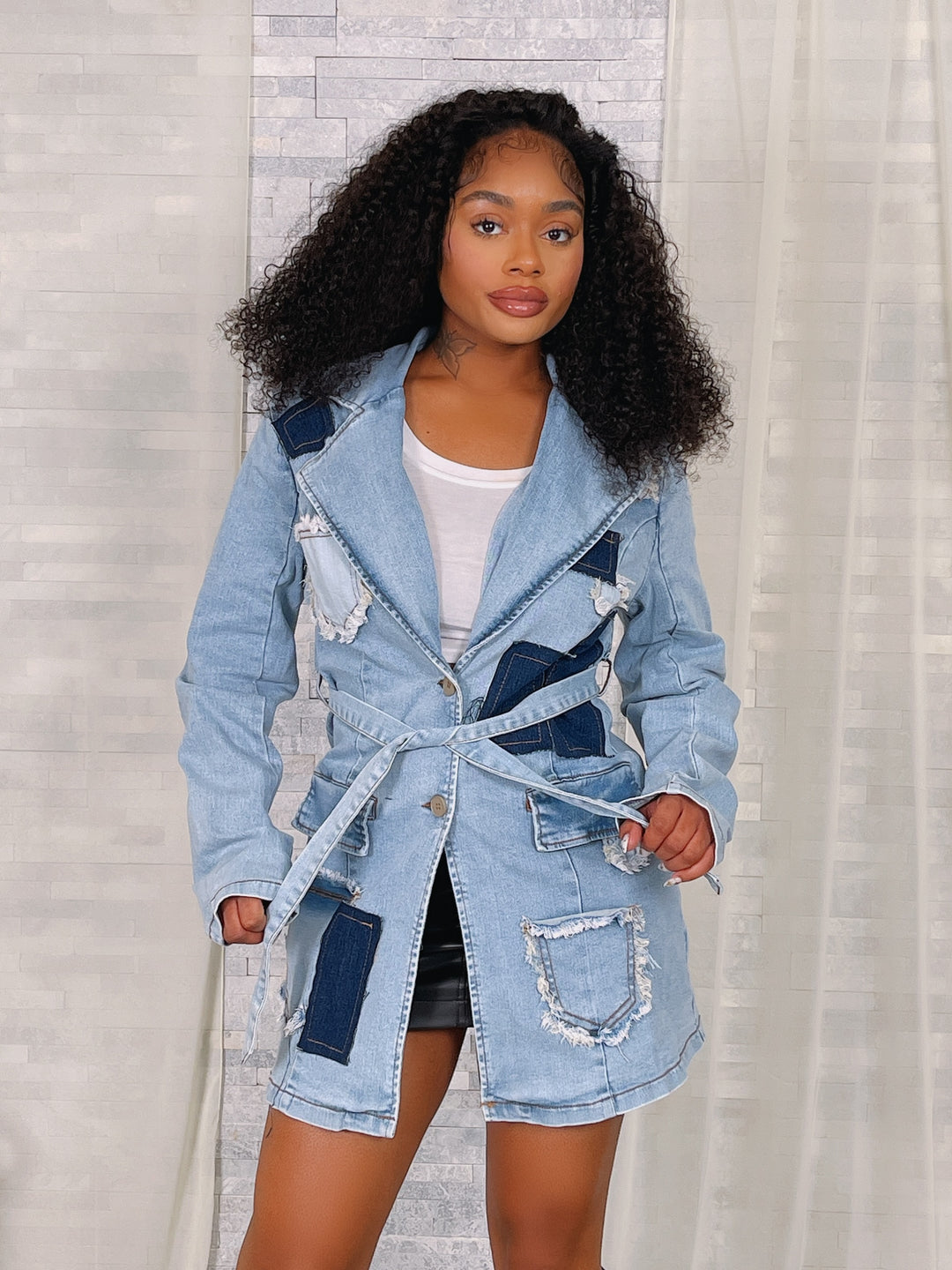 Denim Patch Work Blazer