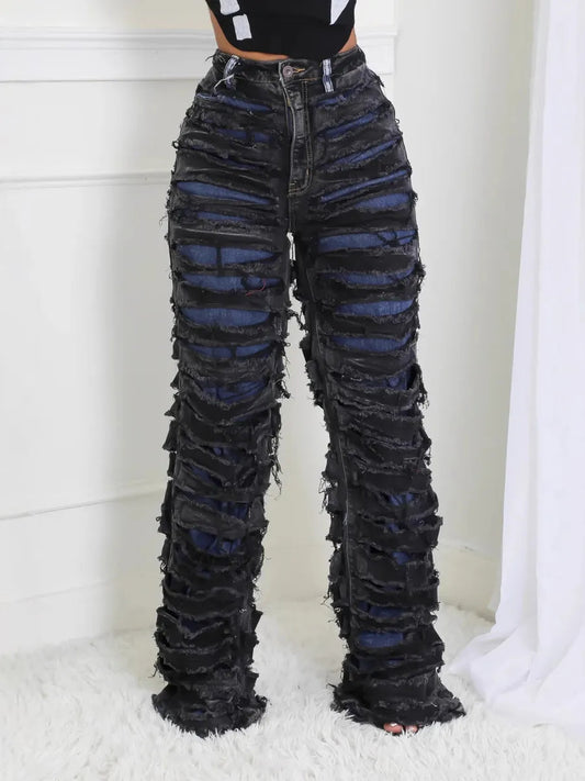 Black Frayed Denim