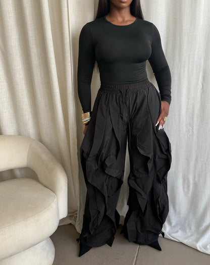 Drawstring Black Wave Joggers