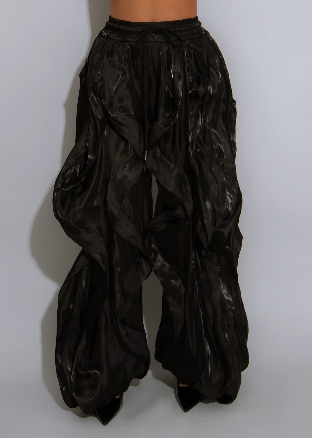 Drawstring Black Wave Joggers