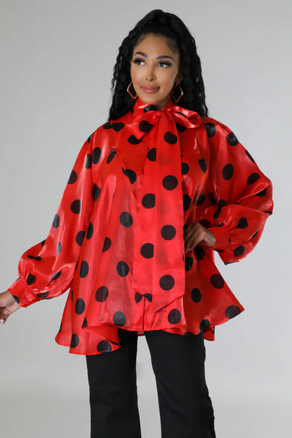 Red & Black Polka Dot Top