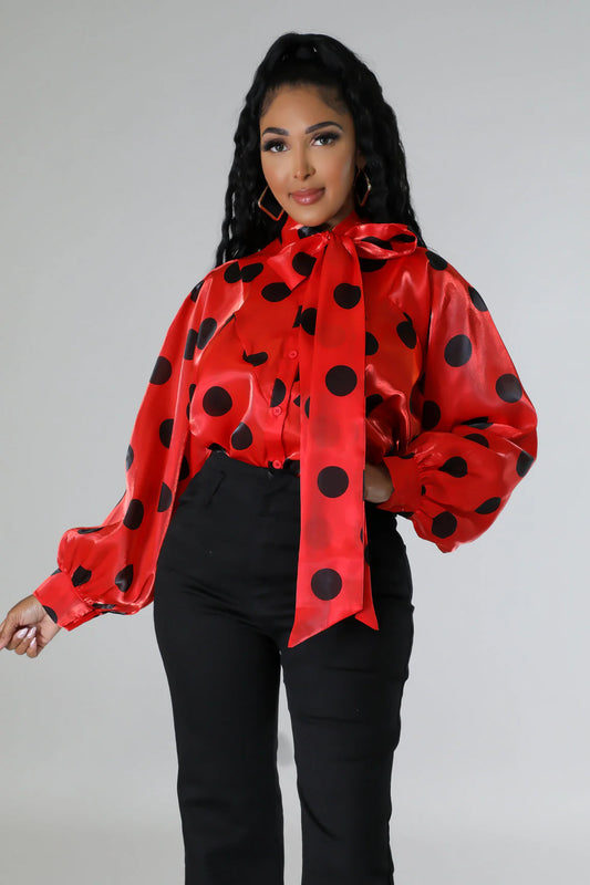 Red & Black Polka Dot Top
