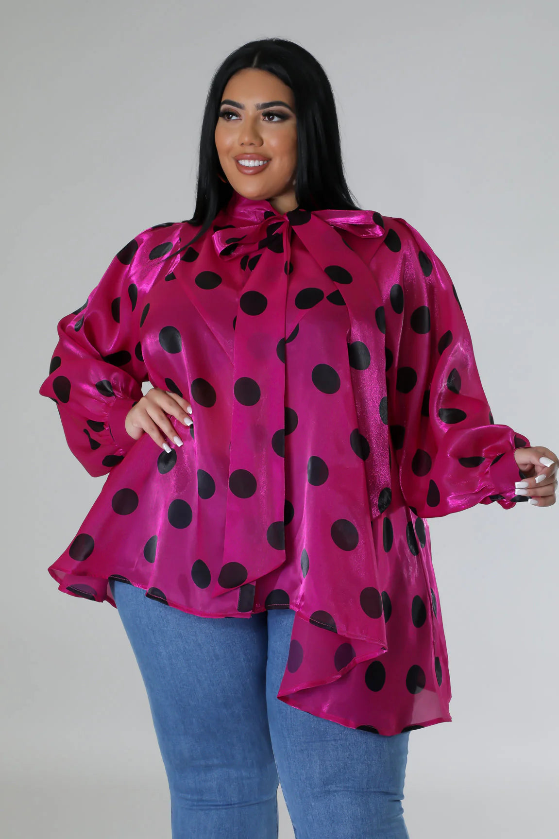 Magenta Polka Dot Top