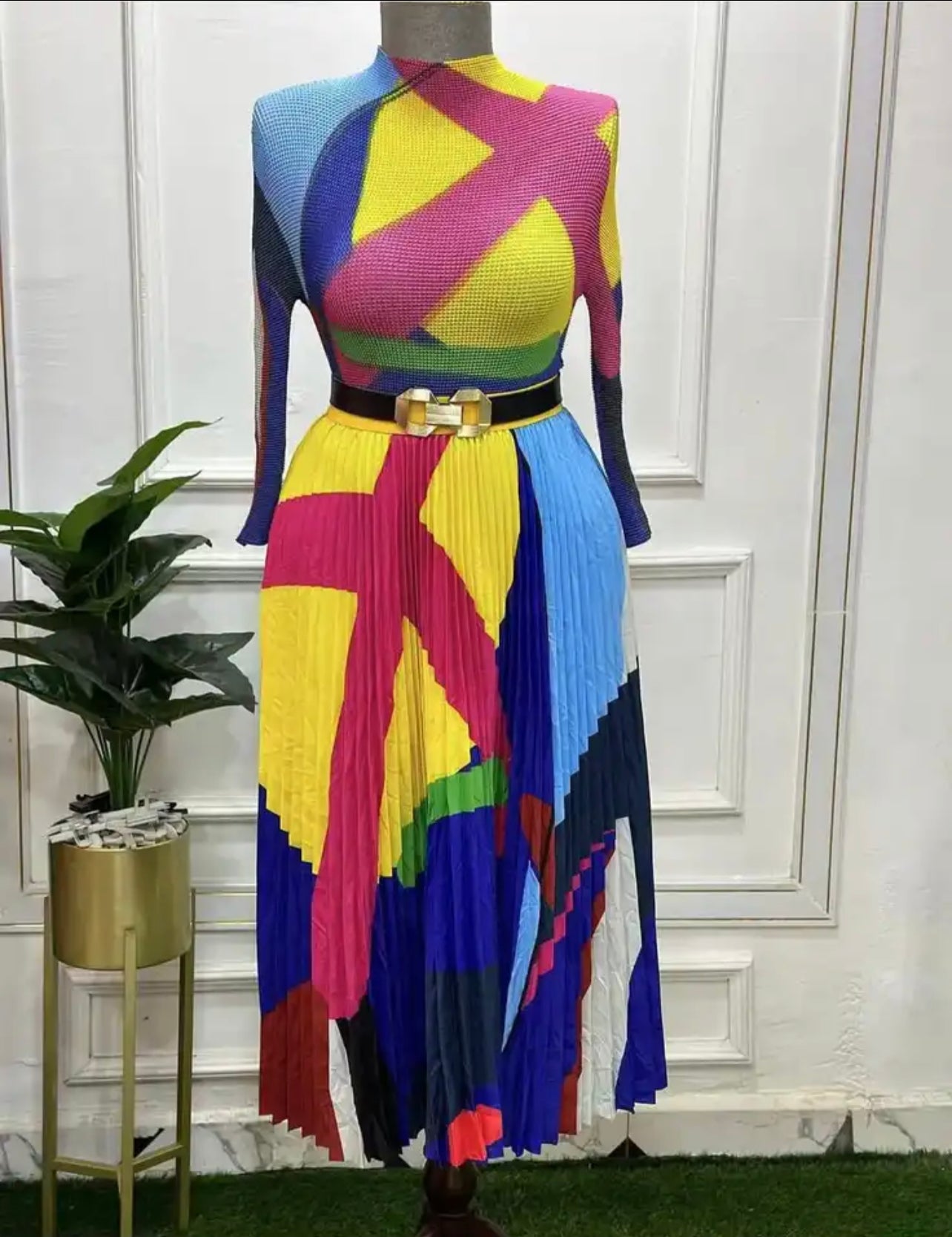 Rainbow Pleated Skirt Set
