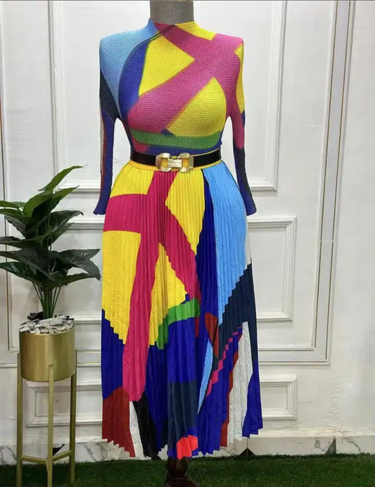 Rainbow Pleated Skirt Set