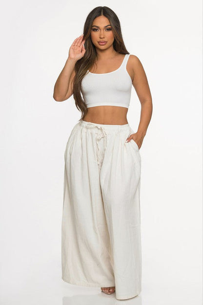 White Wide Leg Denim Pants