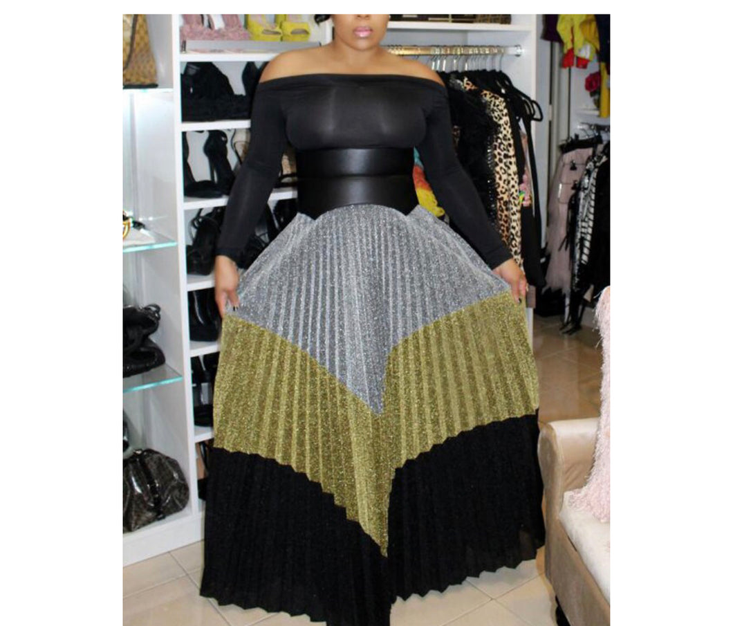 Multi Colored Pleated Maxi Skirt - SistahGirl