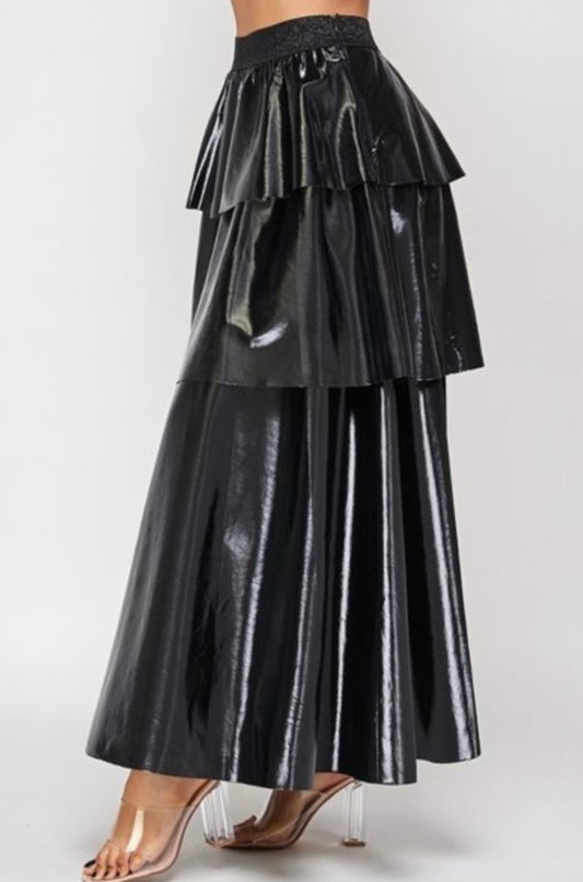 Black Tiered Maxi Skirt