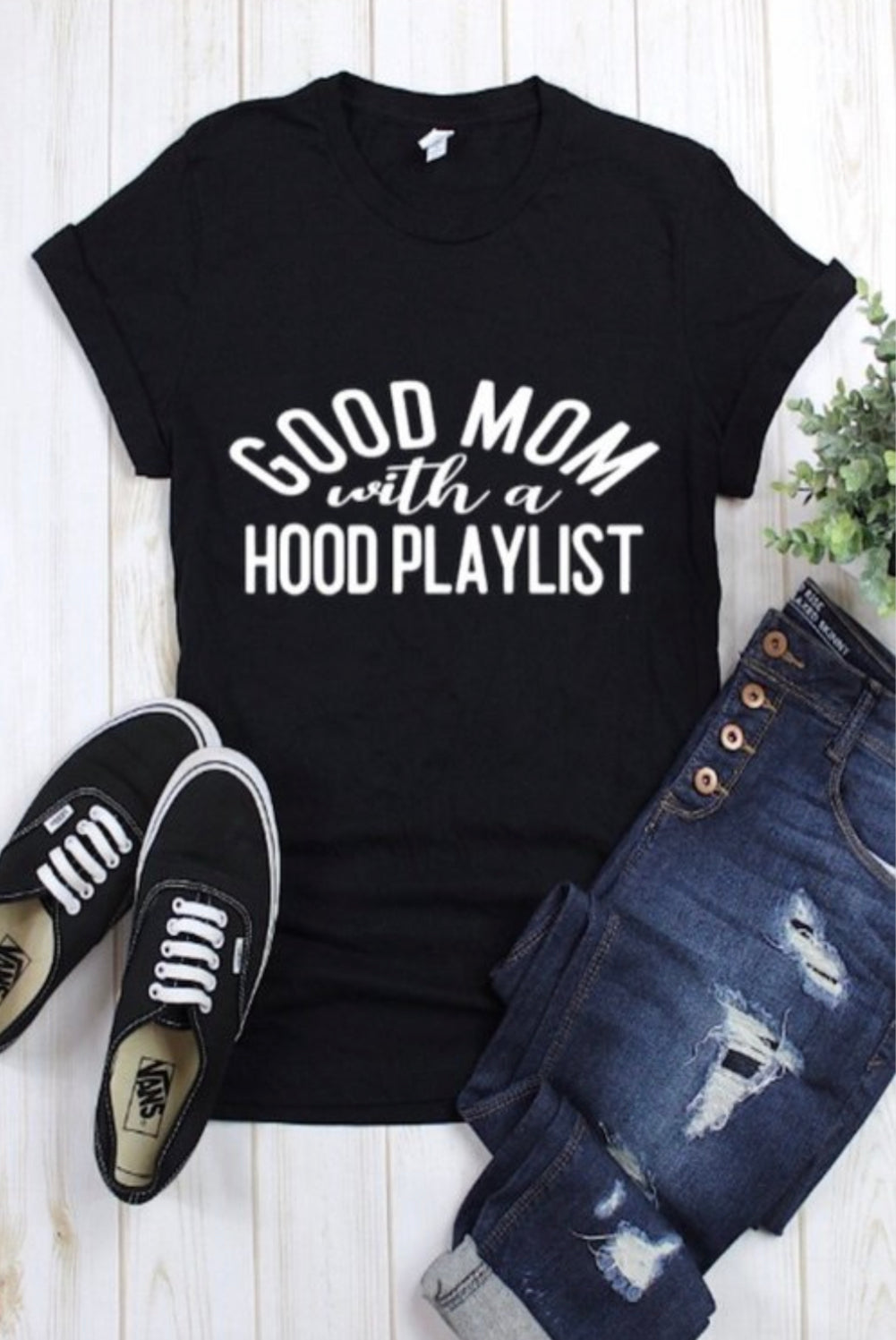 Good Mom Hood Playlist Tee