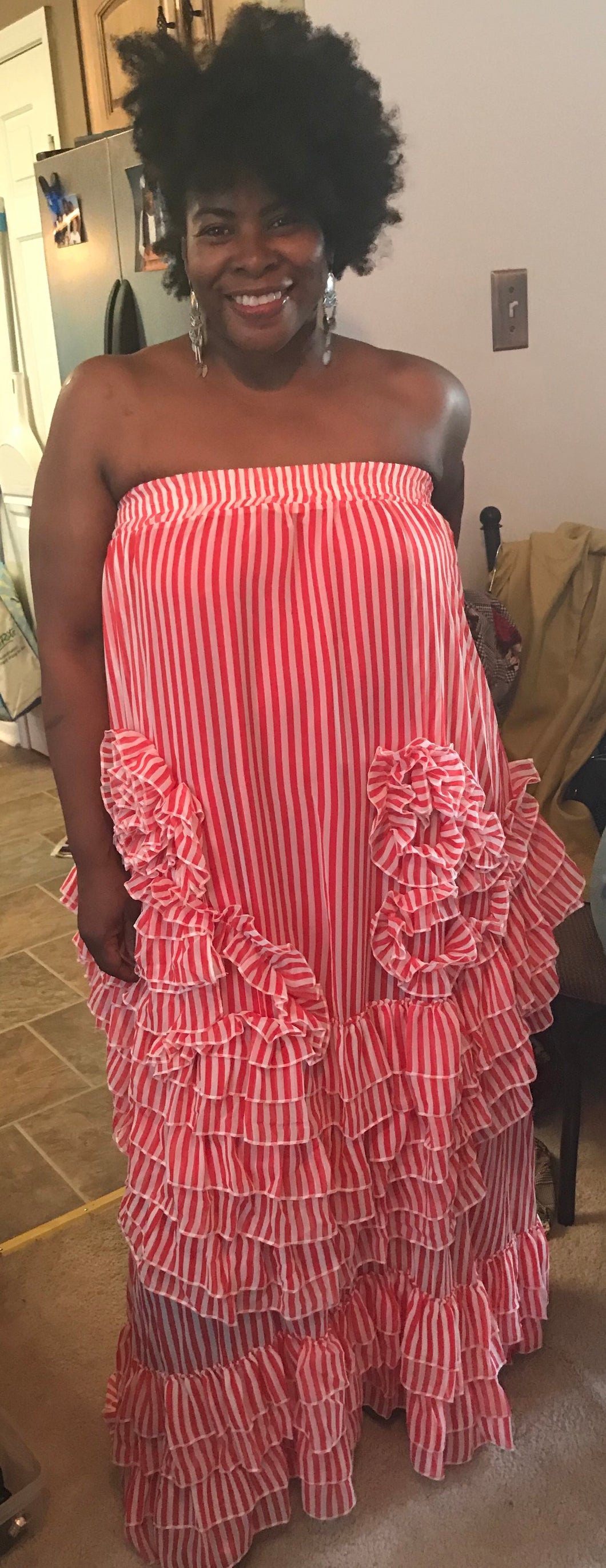 Red and White Pin Stripe Maxi Skirt /Top - SistahGirl