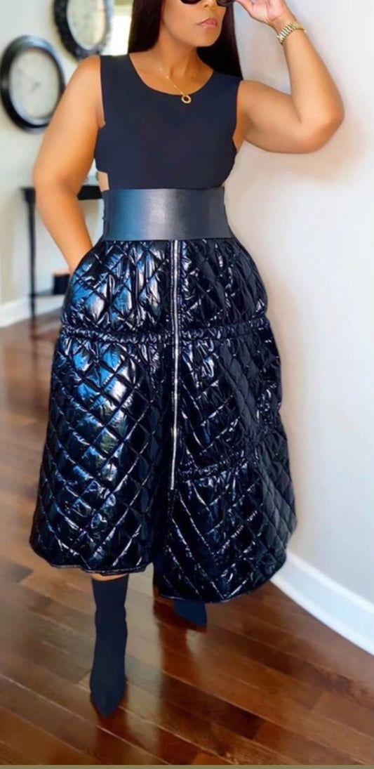 Quilted Black Skirt