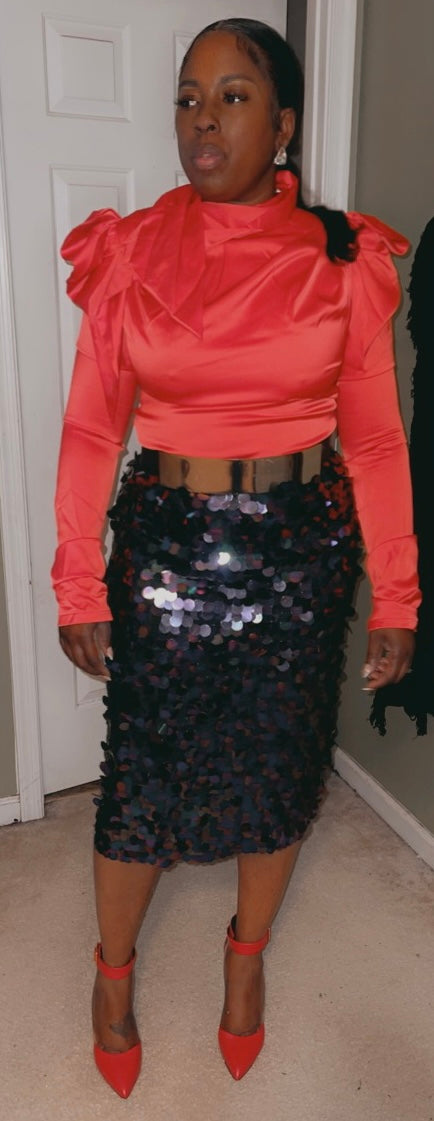 Red Satin Top/Blouse