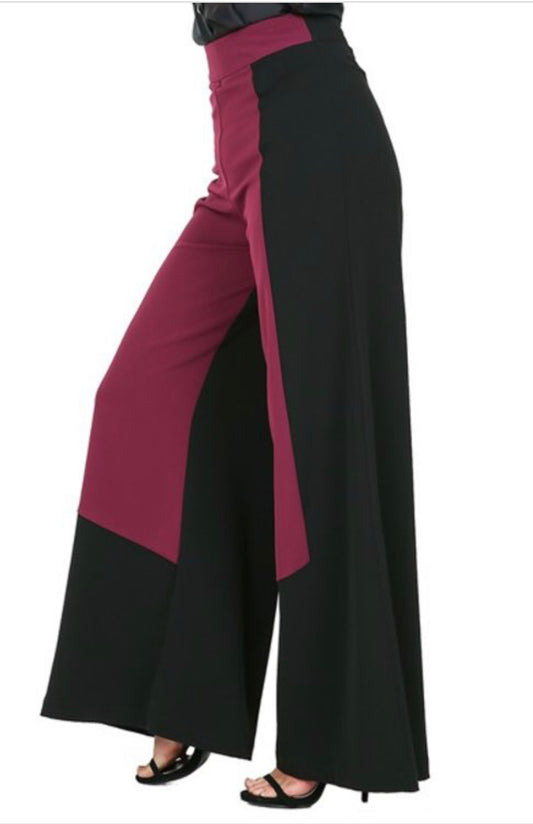 Color Block Wide Leg Pants - SistahGirl