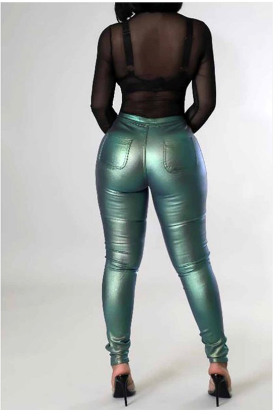 Green Metallic Pant