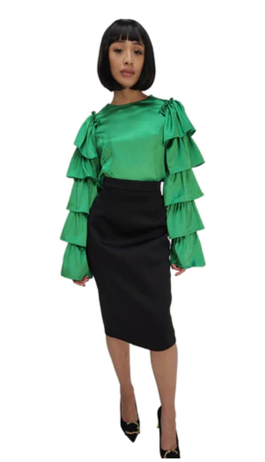 Green Ruffle Top
