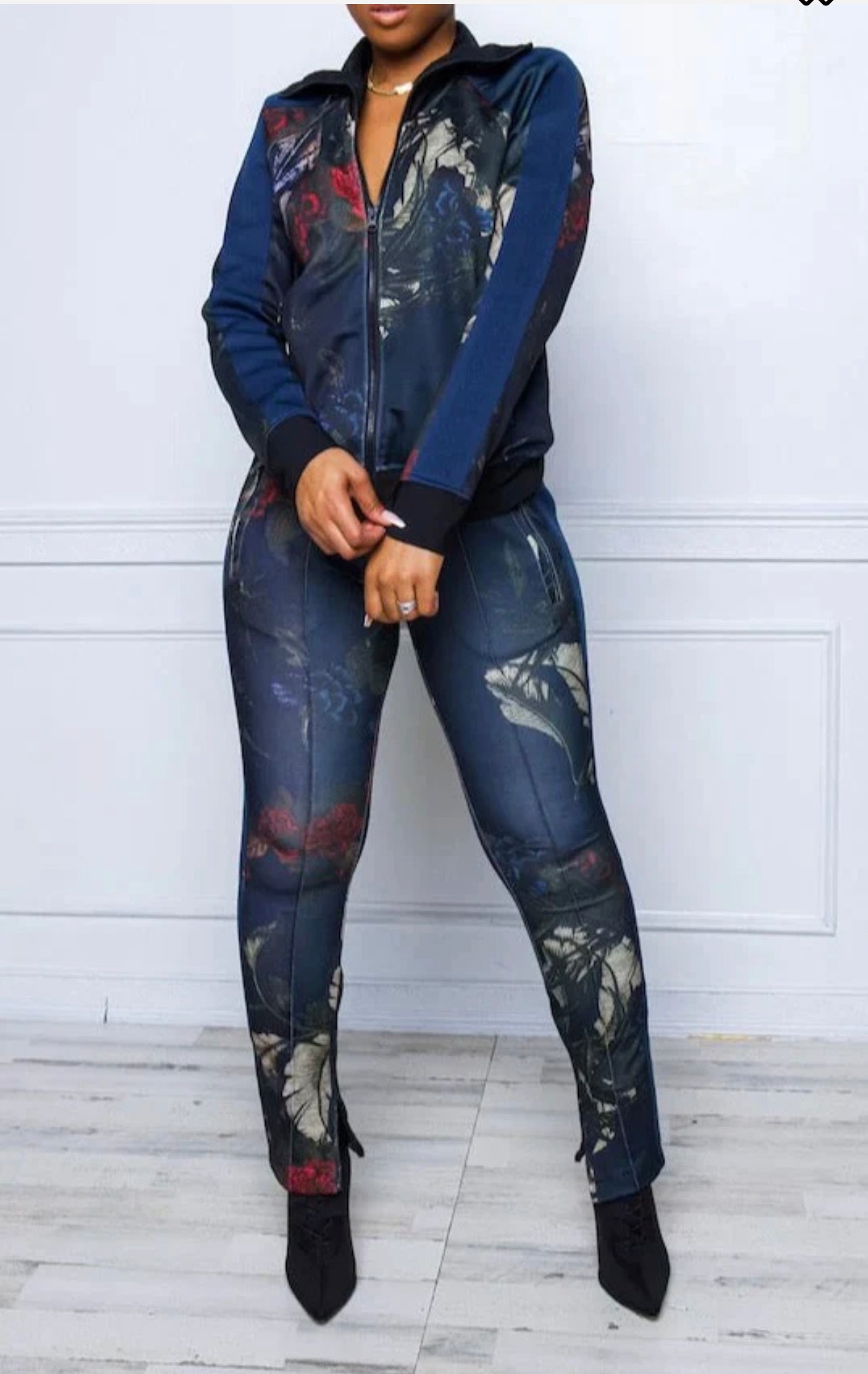 Blue Flower Track Suit