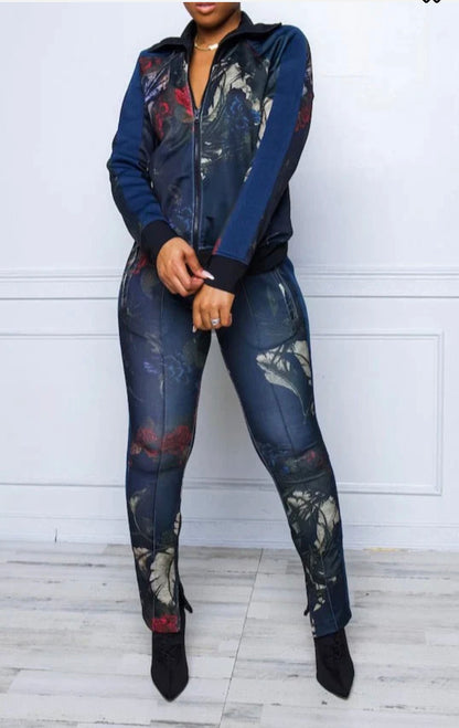 Blue Flower Track Suit
